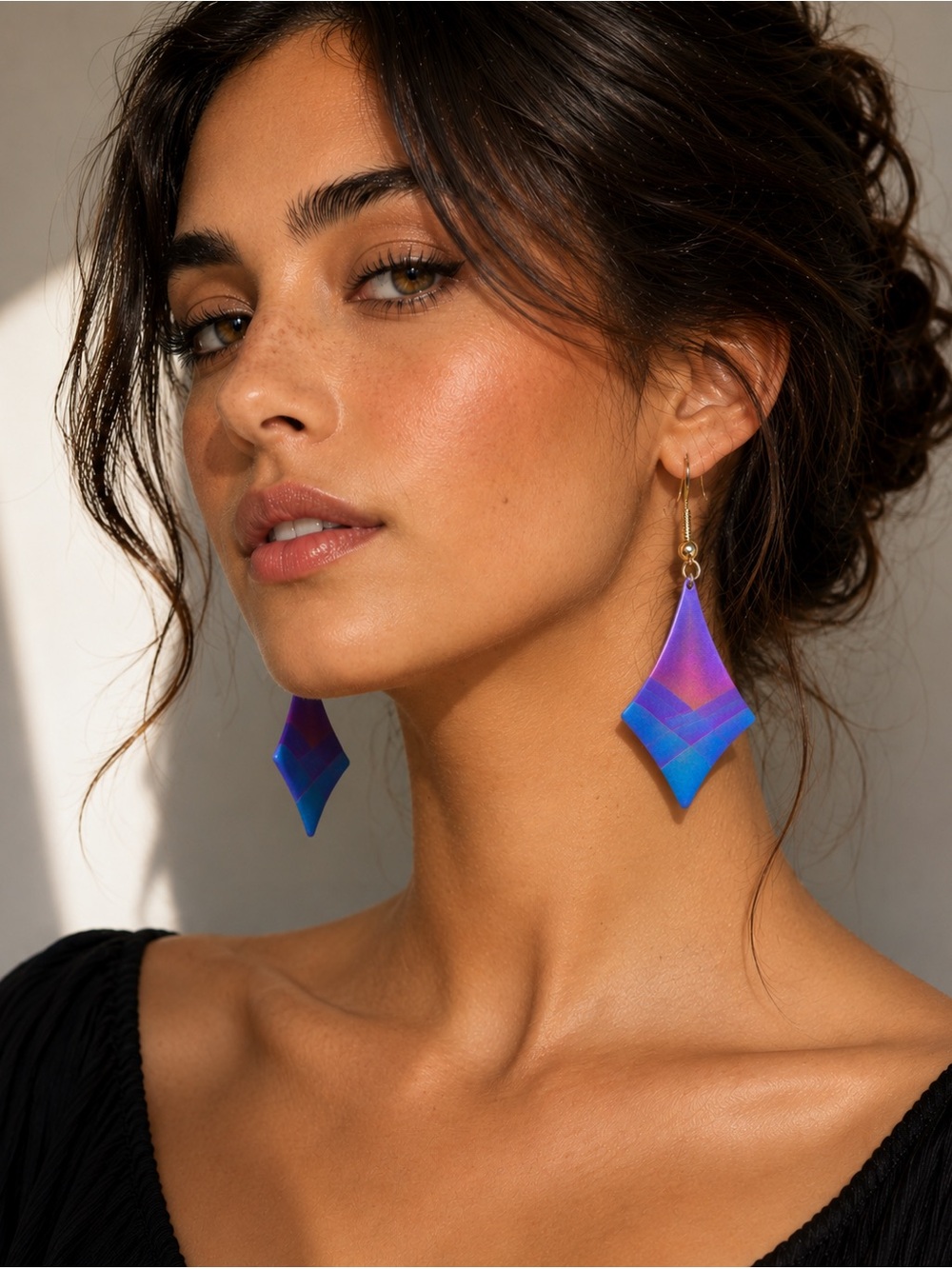 Kenneth Reid Titanium Purple Blue Earrings